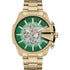Diesel Mega Chief Slim DZ4684 quartz chronograph watch with green gradient dial and gold-tone stainless steel case and bracelet