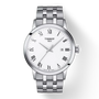 Tissot Classic Dream 42mm white dial with Roman numeral markers and date window