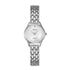 Obaku Smykke V297SXCWSC ladies watch with white mother-of-pearl dial, diamond marker, and stainless steel honeycomb bracelet