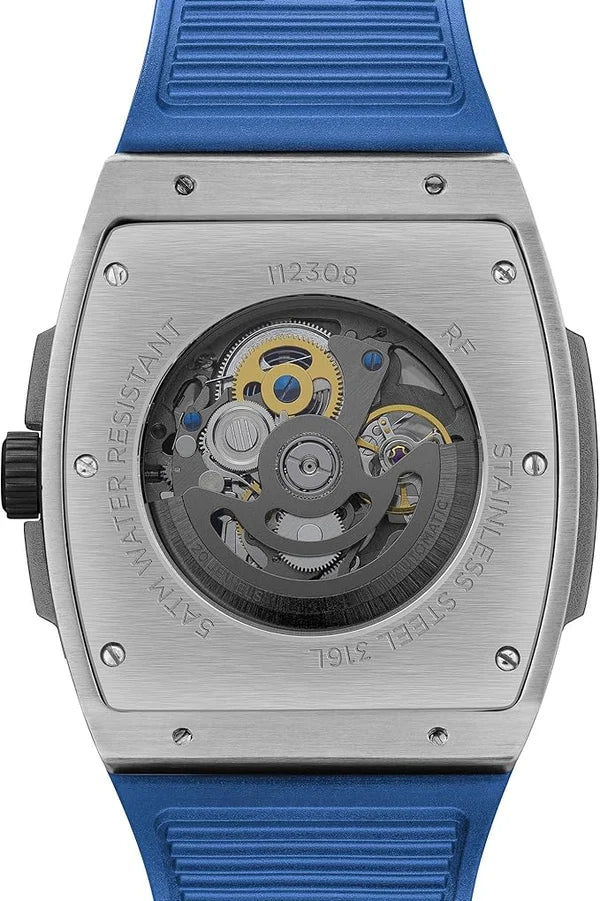Ingersoll The Challenger Automatic Skeleton Blue Dial Tonneau Stainless Steel Watch (I12308)