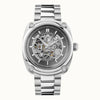 Ingersoll Michigan I13304 automatic skeleton watch grey dial stainless steel bracelet 45mm case front view