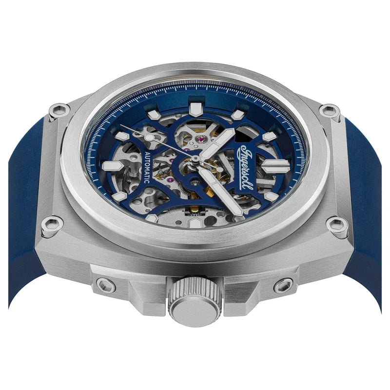 Ingersoll The Motion Automatic Skeleton Blue Dial Stainless Steel Watch (I11704)