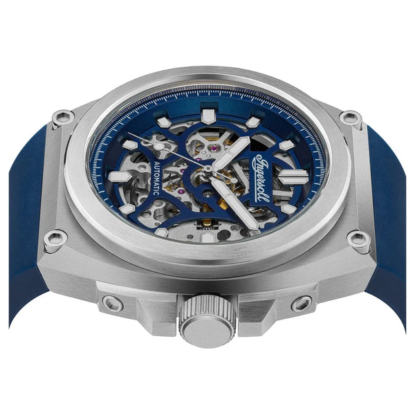 Ingersoll The Motion Automatic Skeleton Blue Dial Stainless Steel Watch (I11704)