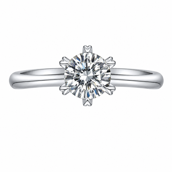 6 Claw Round 1ct Moissanite Ring – MO1B