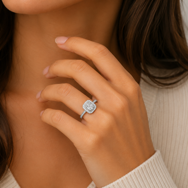 9ct White Gold Pave Diamond Engagement Ring 1102176