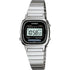 Casio LA670WA-1 vintage digital stainless steel watch with black dial and polished bracelet