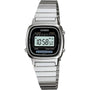 Casio LA670WA-1 vintage digital stainless steel watch with black dial and polished bracelet