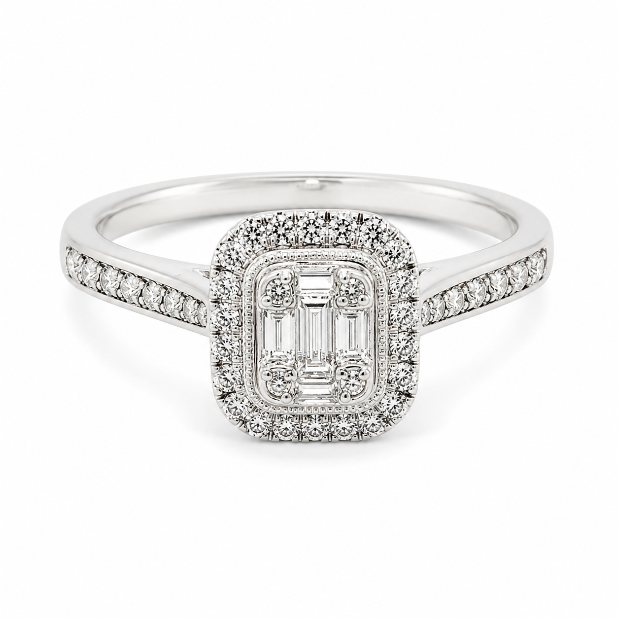 9ct White Gold Pave Diamond Engagement Ring 1102176