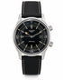 Pre-owned Longines Legend Diver L3.374.4.50.0 automatic watch with 42mm stainless steel case, black dial with luminous markers, date display, and black textile strap with beige stitching