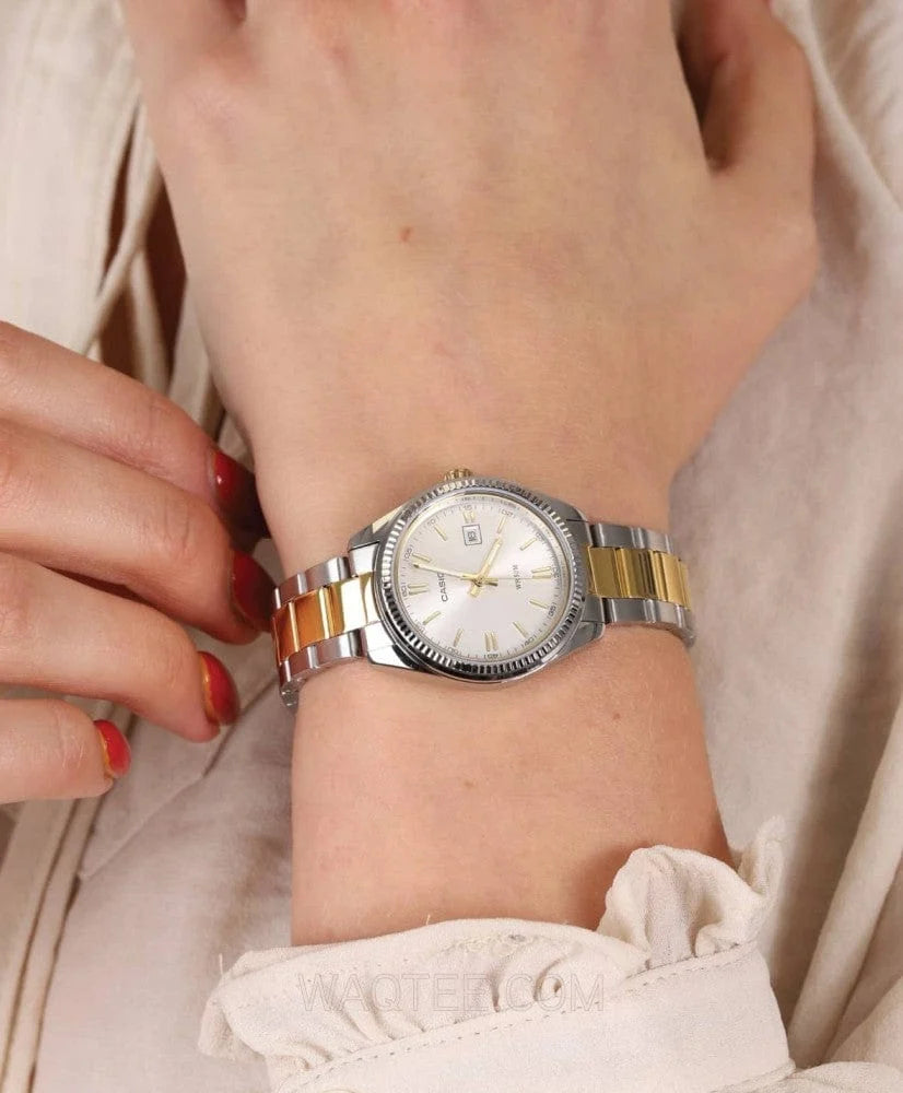 Casio LTP-1302SG-7A Classic Quartz Date Silver Dial Two-Tone Stainless Steel Watch