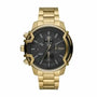 Diesel Griffed DZ4522 gold-tone stainless steel chronograph watch with black sunray dial and oversized crown guards