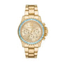 Michael Kors Everest MK7210 42mm gold-tone steel chronograph champagne dial blue crystal bezel