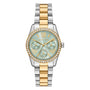 Michael Kors Lexington MK7609 ladies watch with mint green dial, crystal-set bezel, and two-tone stainless steel bracelet