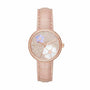 Michael Kors Courtney MK2718 rose gold quartz watch with crystal-set dial, mother-of-pearl flower motifs, and pink crocodile-embossed leather strap