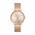 Michael Kors Pyper MK4340 rose gold quartz watch with sunray dial and stainless steel mesh bracelet on white background