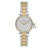 Michael Kors Pyper MK7574 two-tone quartz watch with white monogram dial, pavé crystal bezel and stainless steel bracelet