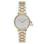 Michael Kors Pyper MK7574 two-tone quartz watch with white monogram dial, pavé crystal bezel and stainless steel bracelet