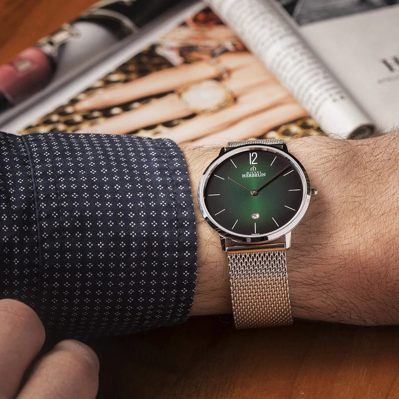 Michel Herbelin City 19515/16NB Green Swiss Quartz Watch