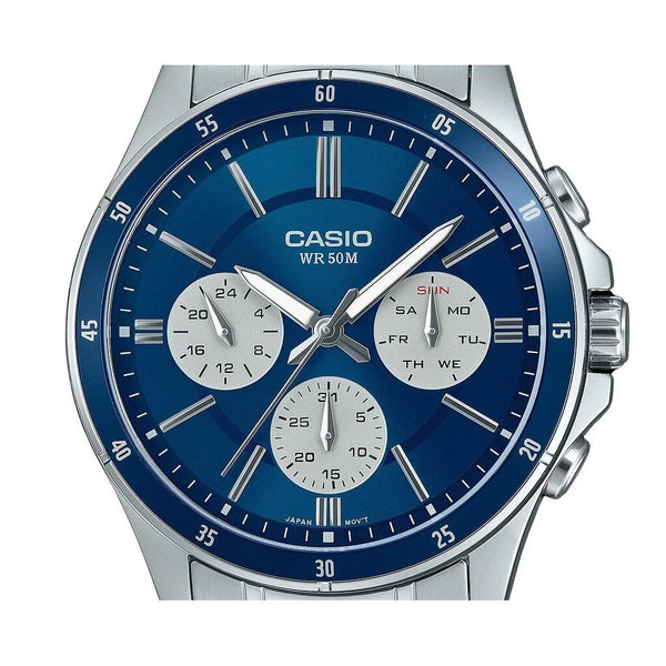 Casio MTP-1374D Multi-Function Quartz Blue Dial Stainless Steel Watch (MTP-1374D-2A3VDF)