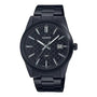 Casio MTP-VD03B-1A black ion-plated quartz watch with textured black dial and stainless steel bracelet
