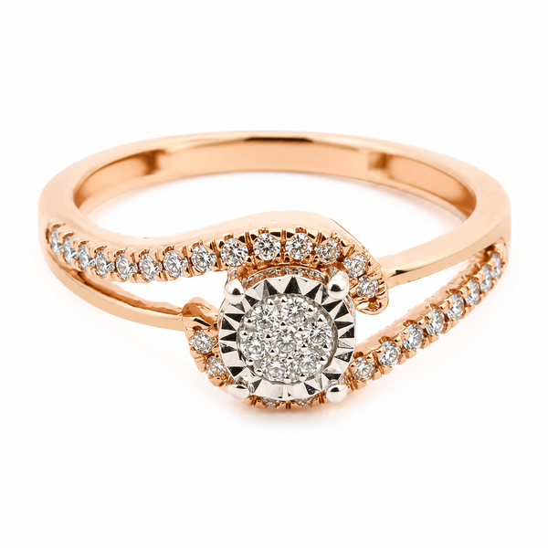 9ct Rose Gold Cluster Diamond Engagement Ring 1102045