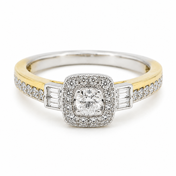 9ct Two Tone Cushion Cut Diamond Ring 1102203