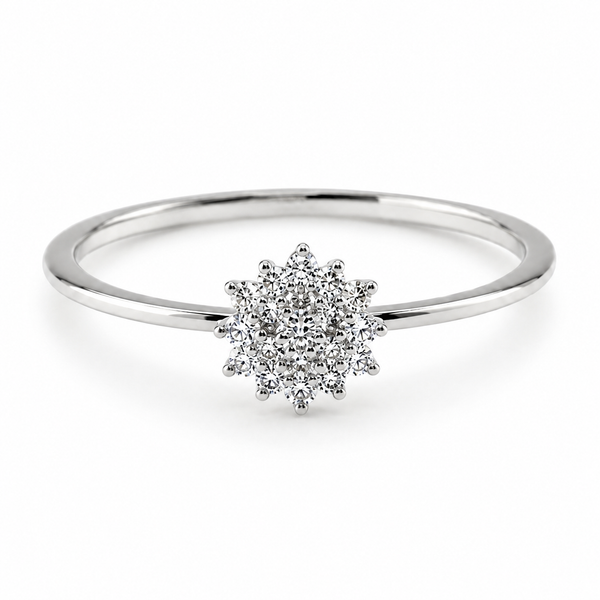 9ct White Gold Flower Cluster Diamond Engagement Ring 1102305