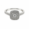 9ct White Gold Cushion with Diamond band Diamond Ring 1101943