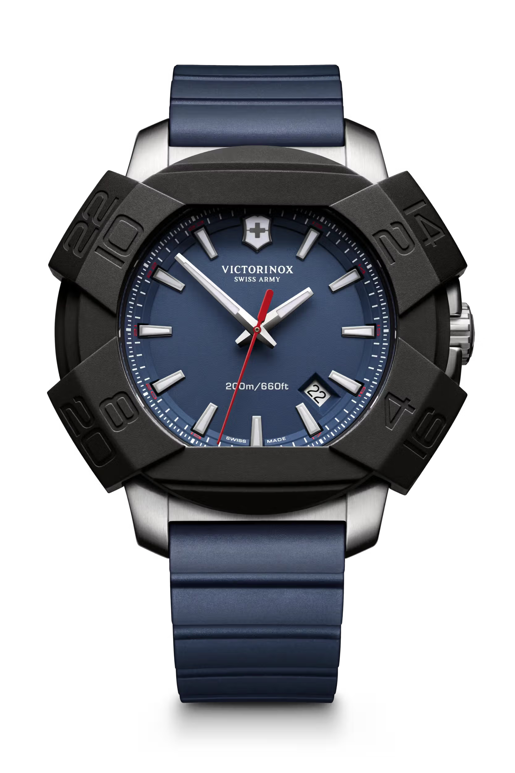 Victorinox I.N.O.X. 43mm Blue Dial Rubber Strap Watch VIC241688.1