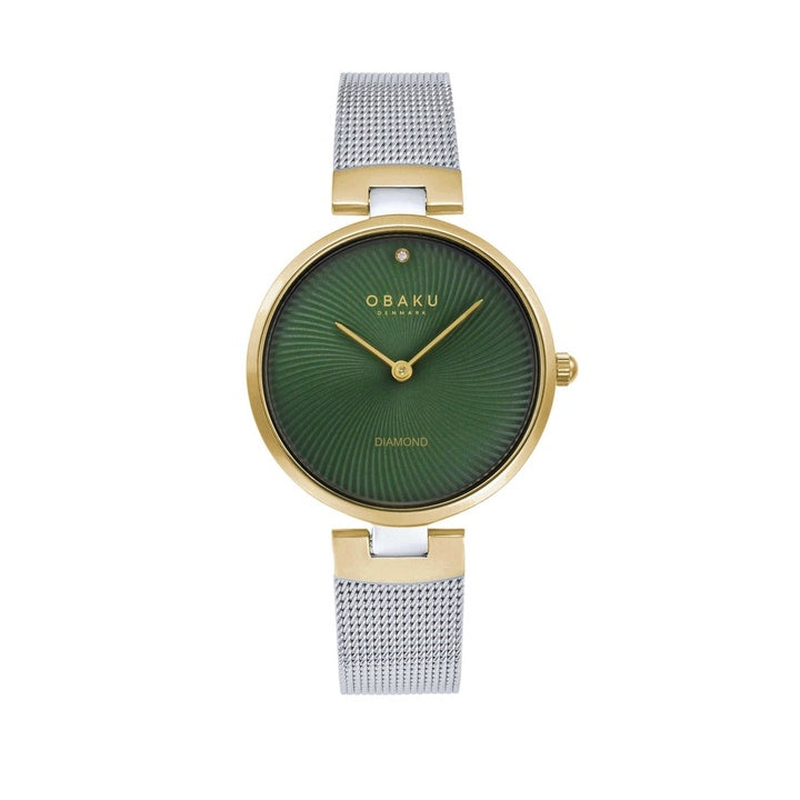 Obaku Diamant 32mm Green Dial Gold-Tone Steel Case Mesh Bracelet Watch – Cassims & Co.
