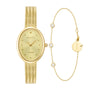 Obaku Ellipse women's watch with oval gold sunray dial and gold-tone mesh bracelet