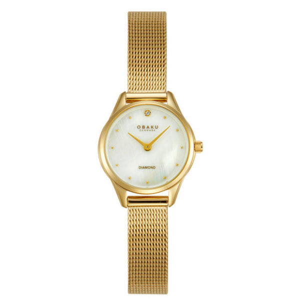 Obaku Smykke Quartz Gold PVD Mother-of-Pearl Dial Diamond Watch (V297SXGWMG)