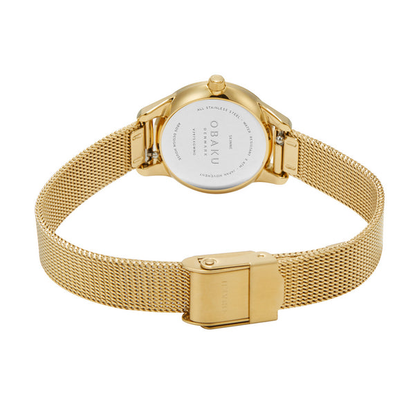 Obaku Smykke Quartz Gold PVD Mother-of-Pearl Dial Diamond Watch (V297SXGWMG)