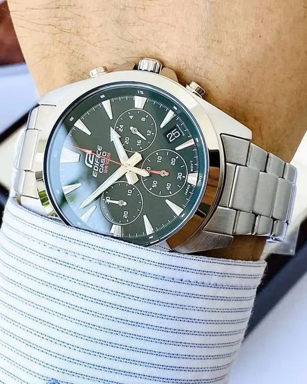 Casio Edifice EFV-630D Quartz Chronograph Green Dial Stainless Steel Watch (EFV-630D-3AVUDF)