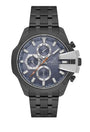Daniel Klein Exclusive DK113848-3 men's chronograph watch with blue dial, black IP stainless steel case and bracelet, day-date display