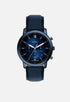 Fossil Neutra Chronograph FS6168 mens quartz watch with 44mm navy stainless steel case, blue dial, and navy leather strap