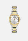 Daniel Klein DK113955-4 two-tone stainless steel quartz watch with cushion case silver dial crystal markers and integrated bracelet