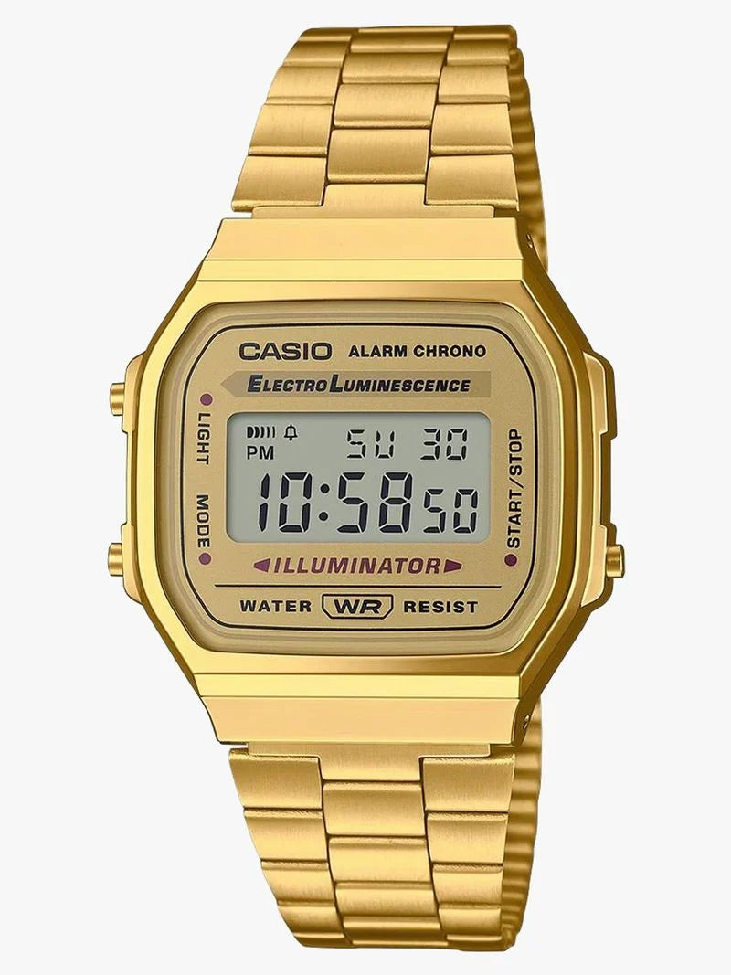 Casio Vintage A168WG Quartz Digital Gold-Tone Stainless Steel Watch with Illuminator (A168WG-9WDF)