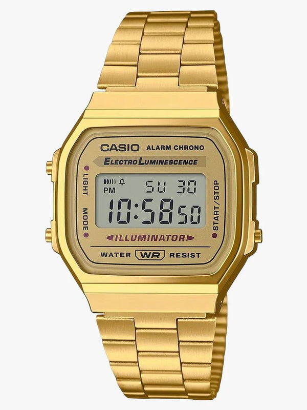Casio Vintage A168WG Quartz Digital Gold-Tone Stainless Steel Watch with Illuminator (A168WG-9WDF)