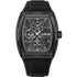 Police Creed PEWJQ0004501 black ion-plated stainless steel multifunction quartz watch with skeleton dial and silicone strap