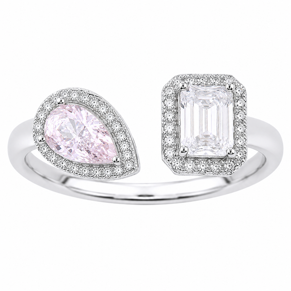 Baguette & Pink Pear Moissanite Ring – M57A