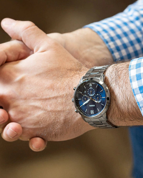 Fossil Neutra Chronograph Quartz Blue Dial Gunmetal Stainless Steel Watch (FS6111)