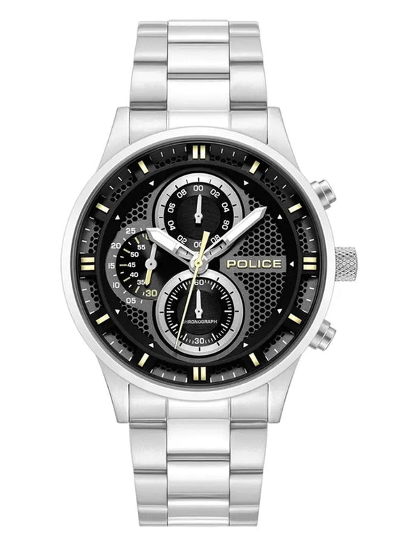 Police Levuka Chronograph Dual Time Quartz Black Dial Stainless Steel Watch (PEWGK0092501)