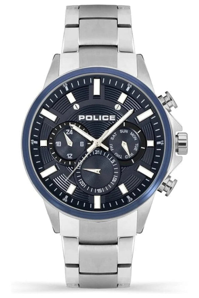 Police Kismet Quartz Multifunction Blue Dial Stainless Steel Watch (PEWJK2195140)