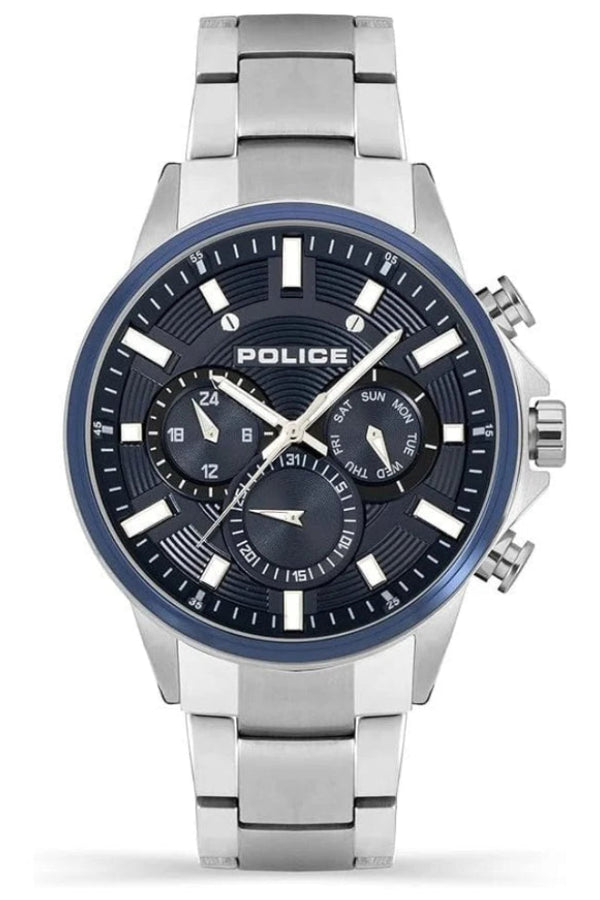 Police Kismet Quartz Multifunction Blue Dial Stainless Steel Watch (PEWJK2195140)