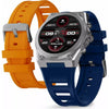 Police My.Avatar.2 smartwatch with 48mm stainless steel octagonal case, AMOLED digital display, and interchangeable orange and navy blue silicone straps