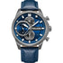 Police Reactor blue dial watch front view with three sub-dials