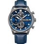 Police Reactor blue dial watch front view with three sub-dials