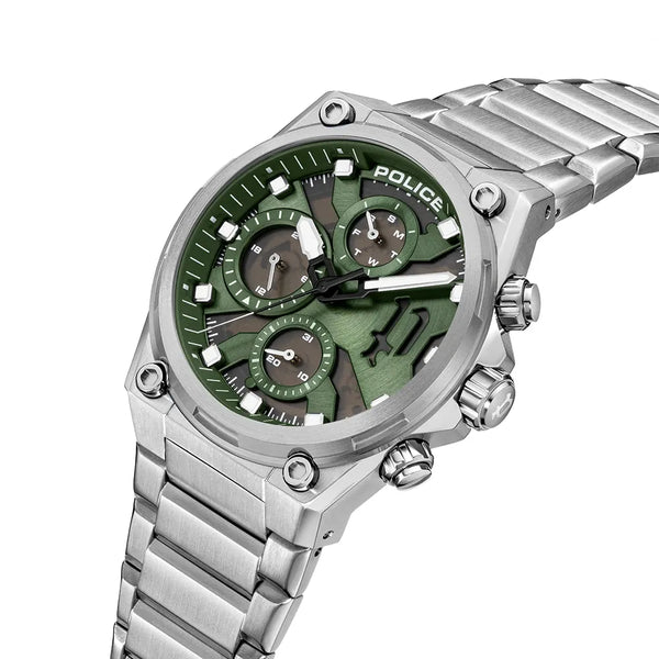 Police Airflow Quartz Chronograph Green Dial Stainless Steel Watch (PEWGK2239104)