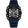 Police Disruptor I PEWGM0072001 quartz skeletonised watch with 45mm black PVD octagonal case and navy blue silicone strap